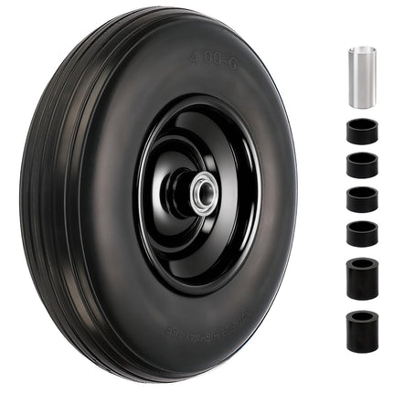 4.00-6 Flat Free Tire and Wheel, 13" Solid Wheelbarrow Tires, Adapter Kit