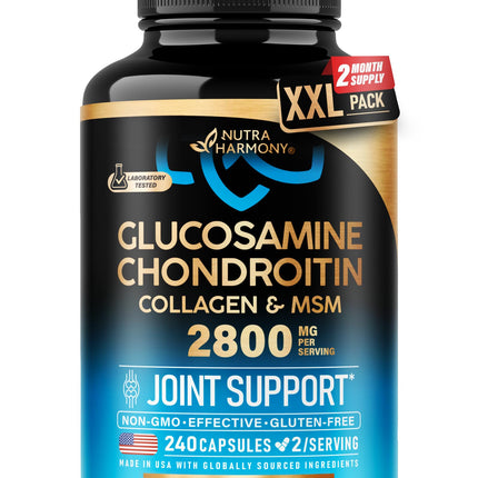 Glucosamine Chondroitin MSM Collagen | HSA | Joint Support Supplement 2800 mg | Made in USA | FSA Approved Product Items | Flexibility Nutritional Vitamins | For Men & Women, 240 Capsules