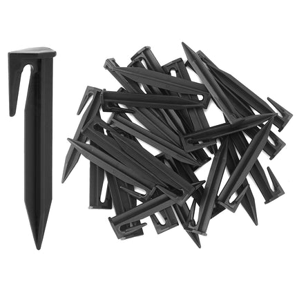 QWORK Plastic Boundary Wire Stakes, 200 Pcs, 3.35in, Black, Bayonet Tip, Garden Edging, Lawn Nails, Wire Pegs, Landscape Anchoring Spikes, Pet Fence, Mower Compatible