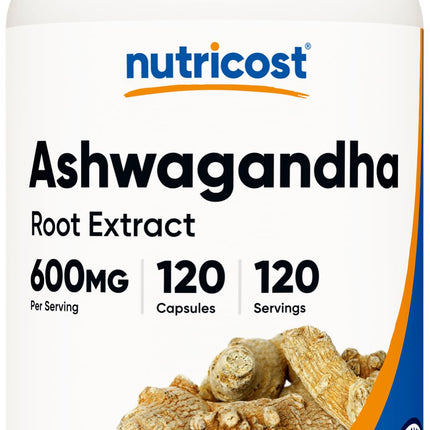 Nutricost Ashwagandha Herbal Supplement 600mg, 120 Capsules - Vegetarian, Non-GMO, Gluten Free, Ashwagandha Root