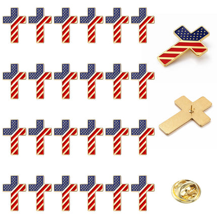 Landical 24 Pcs American Flag Cross Lapel Pins Veterans Day Gifts Bulk