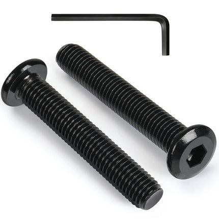 VGBUY M6-1 x 45 mm 30pcs Flat Head Hex Socket Cap Screws Metric M6 Bolts, 304 Stainless Steel 18-8, Black Zinc Plated, Full Thread, with Hex Spanner