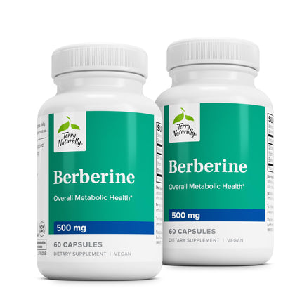 Terry Naturally Berberine - Dietary Supplement with Berberine - Liver Health Supplement for Metabolism Support - Joint Health Support for Men & Women - 60 Capsules (Pack of 2)