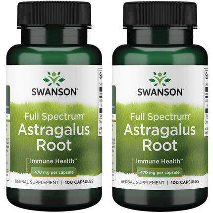 Swanson Astragalus Root - Herbal Supplement Promoting Immune System Support - Natural Formula Supporting Heart & Liver Health - (100 Capsules, 470mg Each) (2 Pack)