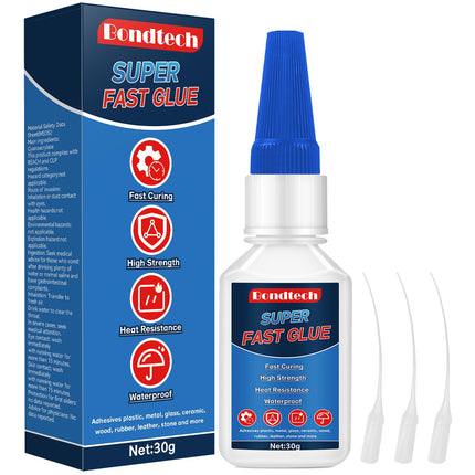 Super Glue 30 g, Superglue All Purpose, Instant Glue with Anti-Clog Cap, Strong Clear Adhesive for Plastic, Glass, Ceramic, Metal, Wood, DIY, Waterproof(Clear, 30 Grams * 1 Pack, Super Glue)