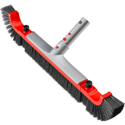 Sepetrel 22” Wide Pool Brush Head for Cleaning Walls,Heavy Duty Inground/Above Ground Aluminum Swimming Pool Scrub Brushes with Curved Ends & Premium Strong Bristle,Red
