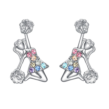 Girls's Cheerleader Earrings Stud Gifts,Sport Cheerleader Jewelry Cheer Accessories Birthday Gifts for Cheerleading Lovers