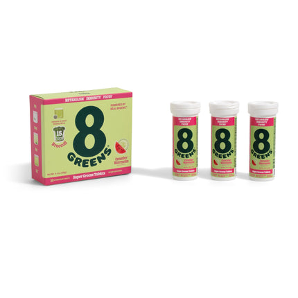 8Greens Supergreens Tablets | Superfood Tablet for Metabolism, Immunity & Focus, Daily Effervescent Tablets, Organic: Aloe Vera, Spirulina, Chlorella, Cucumber Watermelon, 30 Servings