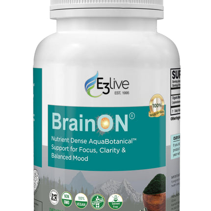 E3LIVE BrainON - Wild-Harvested AFA Extract for Mood Balance & Focus 90 Count