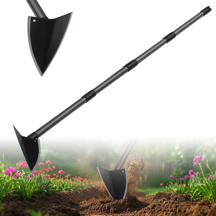 Lcokeiy Triangle Hoe, Metal Garden Hoe for Weeding Long Handle 60", Gardening Hand Hoe Garden Tool Heavy Duty for Digging, Cutting and Loosing Soil