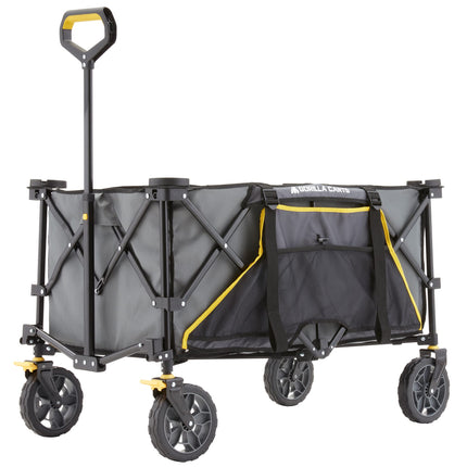 Gorilla Carts Collapsible Folding Outdoor Utility Wagon, 7 Cu Ft Oversized Bed, 150 lb Load Rating, Gray – Foldable Rolling Cart w/ Pockets & Cup Holders for Beach, Camping, Sports or Picnic