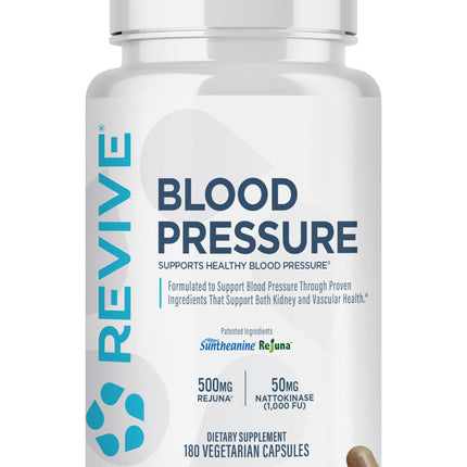Revive MD Blood Pressure Support Supplement - Supports Heart and Circulatory Health, Energy & Daily Wellness - Magnesium, Potassium, Folic Acid & Garlic Formula (180 Vegetarian Capsules, 60 Servings)