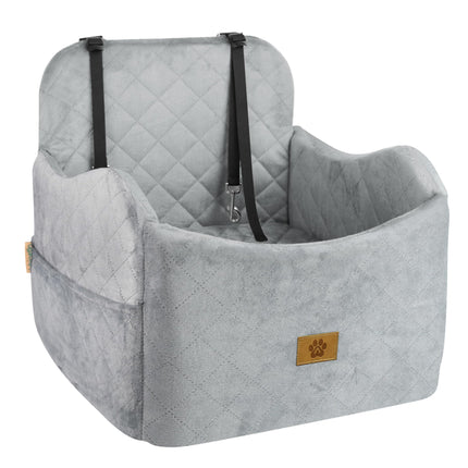 Ishineon Dog Car Seat for Small/Medium Dogs, Detachable Washable Dog Booster Car Seat Under 35lbs, High-Support Memory Foam,Travel Bed with Storage Pockets