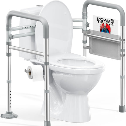 HOMLAND Toilet Safety Rails for Seniors, Adjustable Height & Width 350lb Toilet Handles for Elderly and Disabled, Foldable Toilet Safety Frame, Fit Any Toilet
