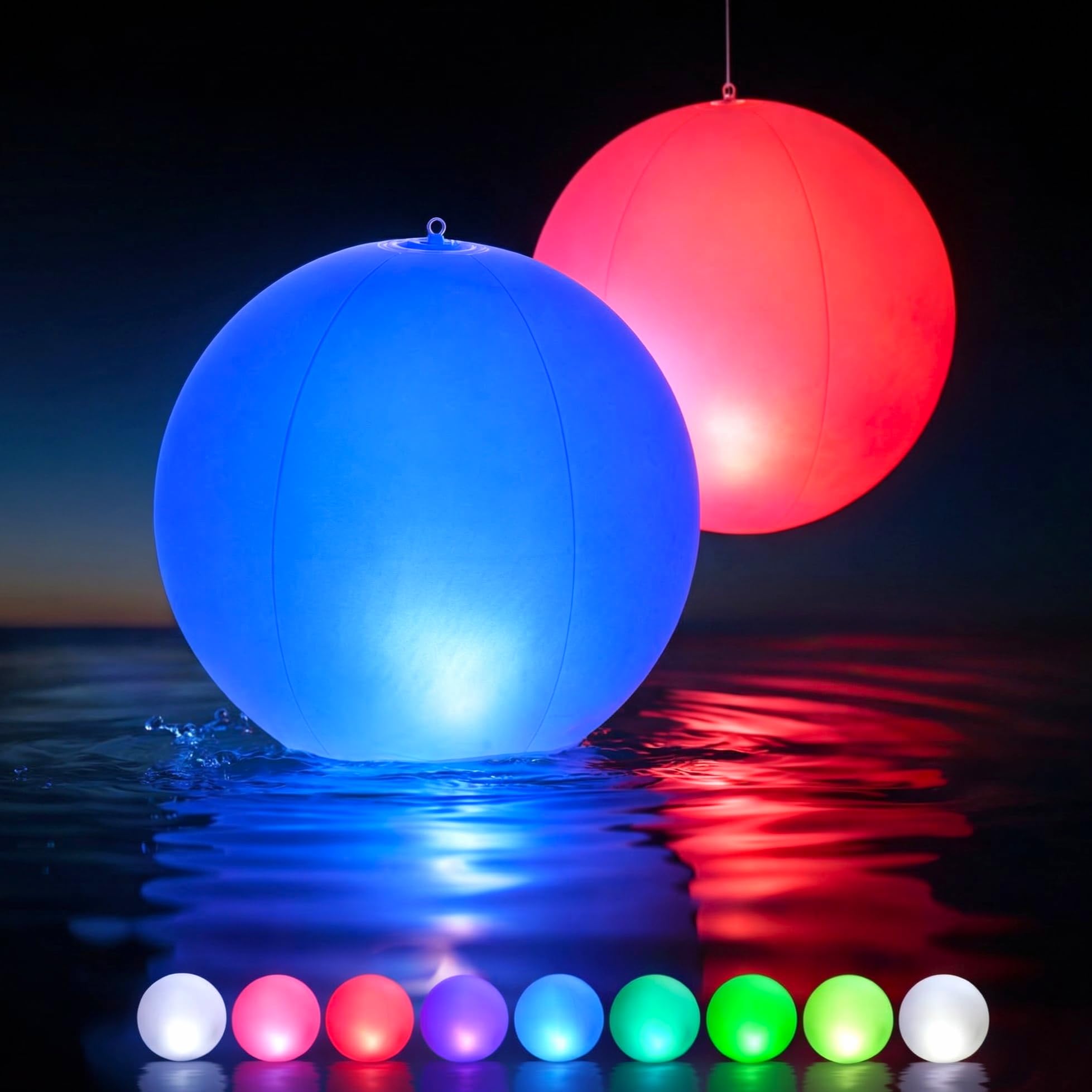 HAPIKAY Solar Floating Pool Lights - Pack of 2 Solar Powered Color Cha ...