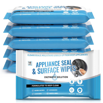 6 Pack 60 Pcs Home Appliance Surface Cleaner Wipes Heavy Duty Wipes for Cleaning Front Loading Washing Machine, Dryer Stainless Steel Refrigerator, Glass Cooktop, Microwave, Dishwasher, Counter