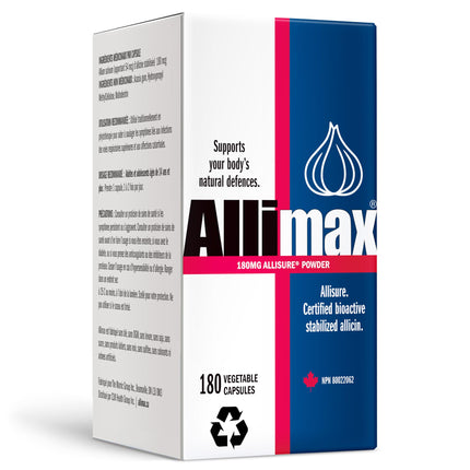 Allimax 180mg 180 Capsules. Supports Your Body’s Immune Function Through Natural Allicin, a Potent Organosulphur Compound Extracted from Clean and Sustainable Spanish Grown Garlic.