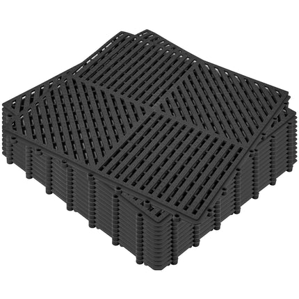 ToLanbbt Modular Interlocking Cushion 12P 11.8" x 11.8" Interlocking Rubber Floor Drain Holes Non-Slip Splicing Drainage Mats for Deck, Shower, Kitchen, Drain Pool, Sauna Bath (Dark Blue, Diagonal)