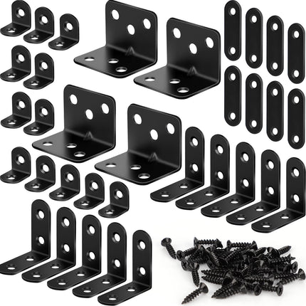34 Pack L Bracket Corner Brace Kit, 4 Sizes Stainless Steel Corner Bracket