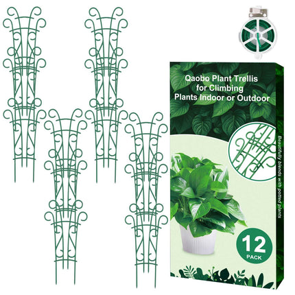 Qaobo Plant Trellis for Potted Plants 12 Pack Stackable Indoor Outdoor Climbing Houseplant Support with Garden Wire for Pothos Hoya Ivy Flower