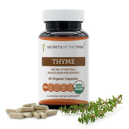 Secrets of the Tribe Thyme 60 Capsules, 400 mg, USDA Organic Thyme (Thymus Vulgaris) Dried Leaf (60 Capsules)
