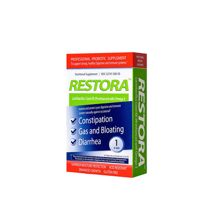 Restora Probiotic Supplement -Immunity Booster-Patented probiotic w|Omega 3, Gut Health Stabilizer Increases Resistance to Infectious Diseases -Calms Inflammation