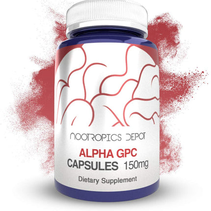 Nootropics Depot Alpha GPC Capsules | 150mg | 180 Count | Cholinergic Supplement | Brain Health Supplement | Supports Healthy Brain Function | Enhance Cognition, Memory + Focus