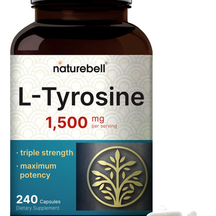 L Tyrosine Supplement, 1,500mg Per Serving, 240 Capsules | Essential Amino Acids – Brain Health Support for Memory, Cognitive Health, and Mental Alertness – Non-GMO