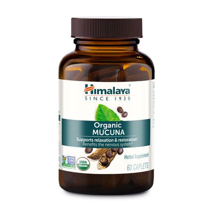 Himalaya Organic Mucuna Pruriens, 60 Day Supply - Herbal Supplement for Calming Relaxation from Tension and Promoting Brain Function - Vegan, Non-GMO, Gluten Free, 600 mg, 60 Caplets
