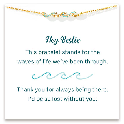 STORYJEWELLERY Friend Bracelet, Friendship Gifts for Women, Friend Birthday Gifts for Women, Friendship Bracelets, BFF Gift, Sterling Silver Wave Bracelet
