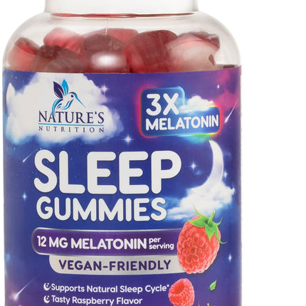 Melatonin Sleep Gummies - Melatonin 12mg Per Serving - Extra Strength Sleep Support Melatonin Gummy - Vegan Sleeping Gummy Supplement - Restful Sleep Support for Adults - Berry Flavor - 120 Gummies