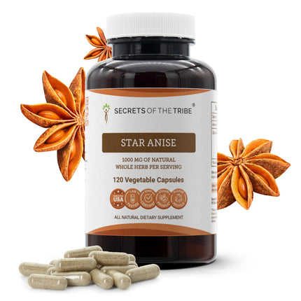 Secrets of the Tribe Star Anise Capsules, 1000 mg, Star Anise (Illicium verum) Dried Seed (120 Count)