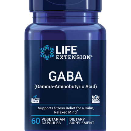 Life Extension GABA, Stress Support, GABA Supplement, Mood Support, Sleep, Relaxation, Gluten-Free, Non-GMO, Vegetarian, 60 Capsules