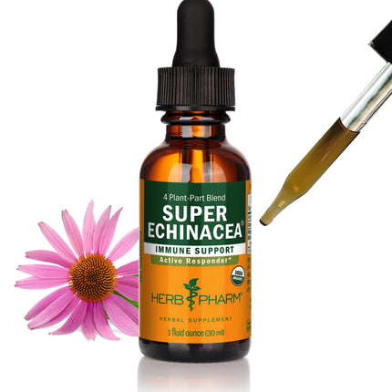 Herb Pharm Super Echinacea® Liquid Extract: USDA Organic Immune Support for Year-Round | Fast-Absorbing Echinacea Tincture, 4 Plant-Part Blend: Root, Leaf, Flower & Seed | Up to ~3 Week Supply, 1 oz*