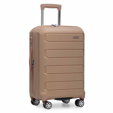 Traveler's Choice Pagosa Hardshell Expandable Luggage with Spinner Wheels, Latte Beige, 22-Inch Carry-on