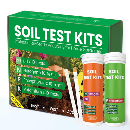 AKSBTEC Soil Test Kit 4-in-1 for Lawns & Gardens – 40 Tests (pH, Nitrogen, Phosphorus, Potassium) – Easy Soil Testing Kit for Vegetable Garden, Lawn & Plants