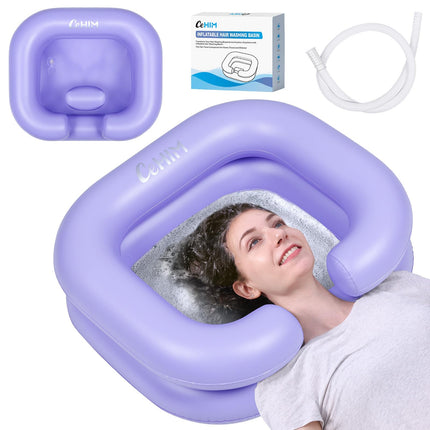 Cehim Inflatable Shampoo Basin - Portable Shampoo Bowl, Hair Washing Basin for Bedridden, Disabled,Injured, Hair Wash Tub for Dreadlocks and at Home Sink Washing (Light purple)