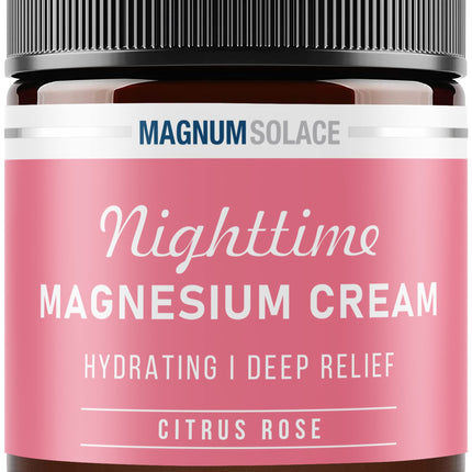 Magnum Solace Magnesium Lotion – Nighttime Magnesium Cream – Apply to Leg Muscles, Arms or Chest - Topical Magnesium Chloride – USA Made and Safe for Kids (Citrus Rose) 4 Fl Oz (Pack of 1)