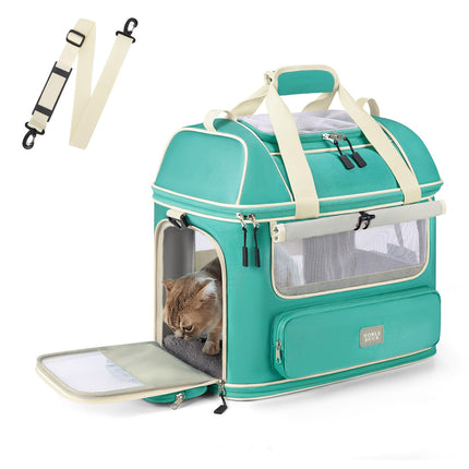 Expandable Cat Dog Carrier: NOBLE DUCK Soft-Sided Pet Carrier Airline Approved Large Small Medium Collapsible Portable Travel Up to 25 Lbs Green