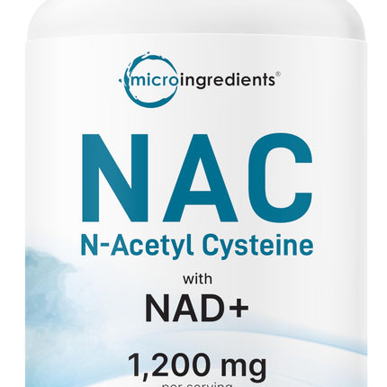 Micro Ingredients NAC with NAD+, 240 Vegetarian Capsules | 1,200 mg Per Serving | 2-in-1 N-Acetyl-L-Cysteine with Nicotinamide Adenine Dinucleotide | Non-GMO, cGMP Manufactured