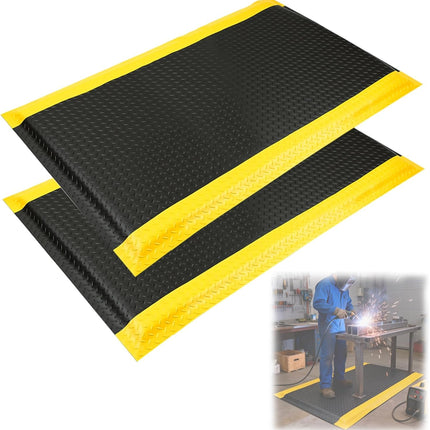 2 Pack 2 x 3 FT Industrial Anti Fatigue Mats, 15/16 Inch Thick