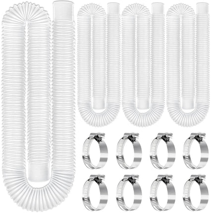 Btanadi Replacement 1.25"×59" Pool Hoses for Above Ground Pools, Above Ground Pool Hoses for Filter Pumps, 4 Pack with 8 Metal Clamps (White)