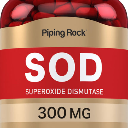 Piping Rock Superoxide Dismutase Supplement | 300 mg | 180 Capsules | SOD for Women and Men | Non-GMO, Gluten Free
