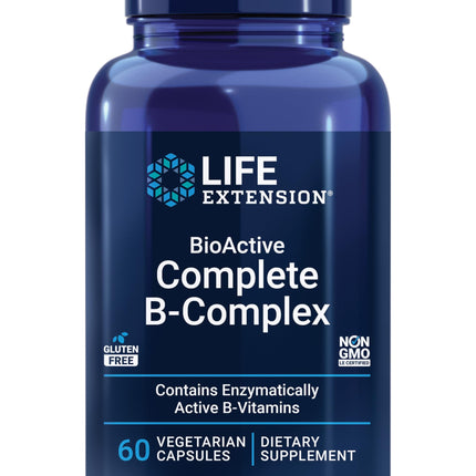Life Extension BioActive Complete B-Complex, Heart, Brain and Nerve Support, Healthy Energy, Metabolism, Complete B Complex, 60 Vegetarian Capsules