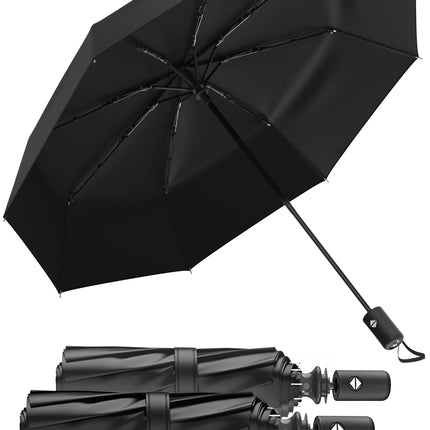 Rain-Mate Windproof Compact Umbrellas for Rain - Strong Reinforced Fiberglass Rib Design & Auto Open & Close - Portable Folding Travel Umbrella - Lightweight & Packable for Women & Men, Easy Collapse