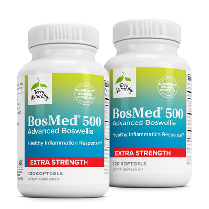 Terry Naturally BosMed 500 Extra Strength - Boswellia Serrata Extract Supplement - Supplement for Healthy Lung Support - Herbal Supplement Formula with High Levels of AKBA - 120 Softgels (Pack of 2)