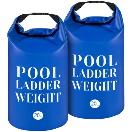 20L/50LB 500D PVC Swimming Pool Ladder Weights- 2 Pcs Waterproof Pool Step Weight Sand Bags- Fillable Pool Stair Weight Anchor Bag with Heavy-Duty Handle for Pool Steps