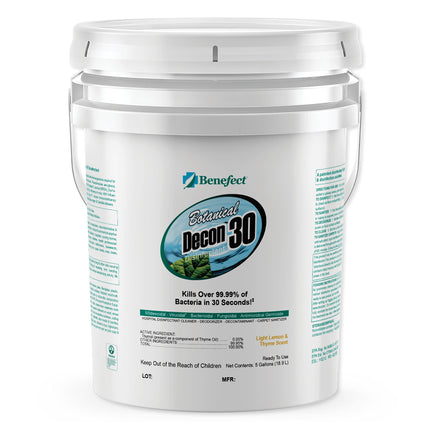 Benefect Botanical Decon 30 Disinfectant Cleaner, Light Lemon & Thyme Scent, 5 Gallon Pail