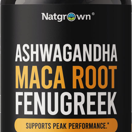 Natgrown Ashwagandha Maca Root Fenugreek Extract Capsules Supplement for Men & Women - Vegan Pills - (120 Count)