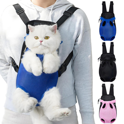 Pet Carrier Backpack, Adjustable Pet Front Carriers for Small Medium Dogs Cats 5-18 Lbs, Legs Out, Dog Cat Carrier Backpack for Hiking,Camping,Traveling,Cycling (Blue, Medium（Fit:5-10lb）)